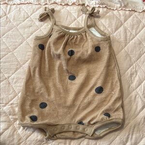Tan and Black Polka Dot Baby Romper